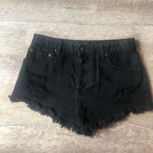 Forever 21 High Waisted Black Jean Cutoff Shorts